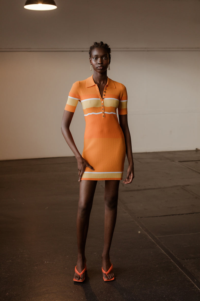 Roller Girl Mini Polo Dress - Sunset Stripe