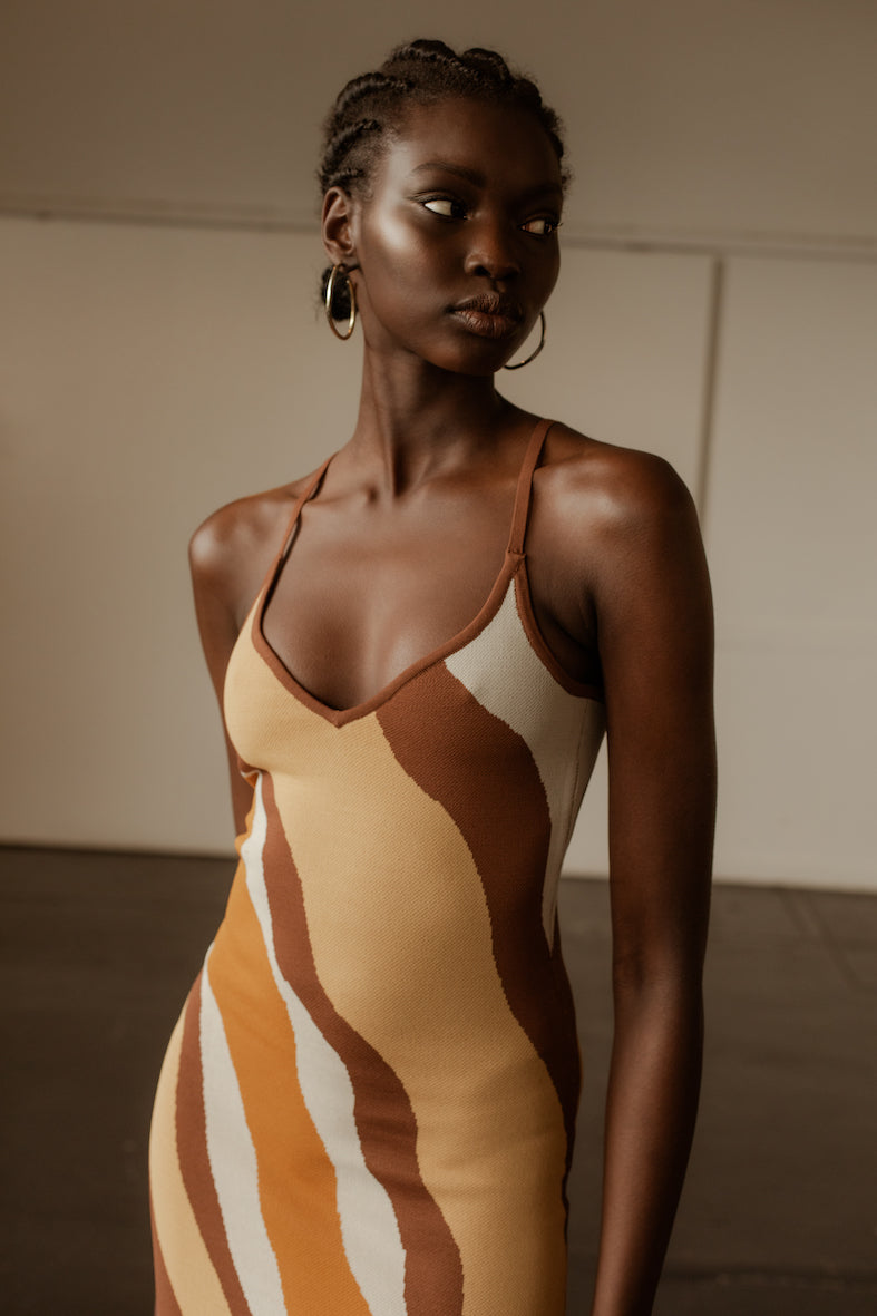 The Margarita Wave Knit Dress - Chocolate Eclair